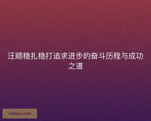 汪顺稳扎稳打追求进步的奋斗历程与成功之道